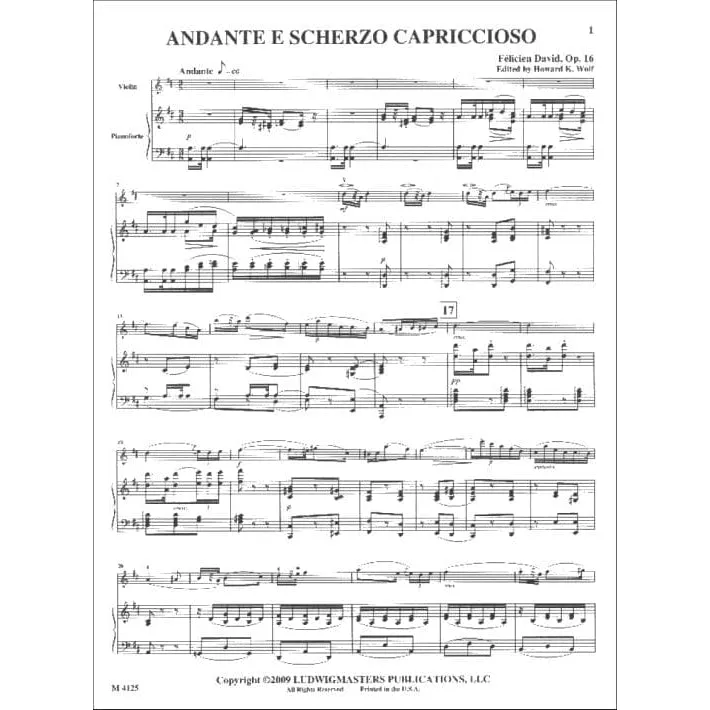 Masters Music David Andante Scherzo Noten Violine Klavier