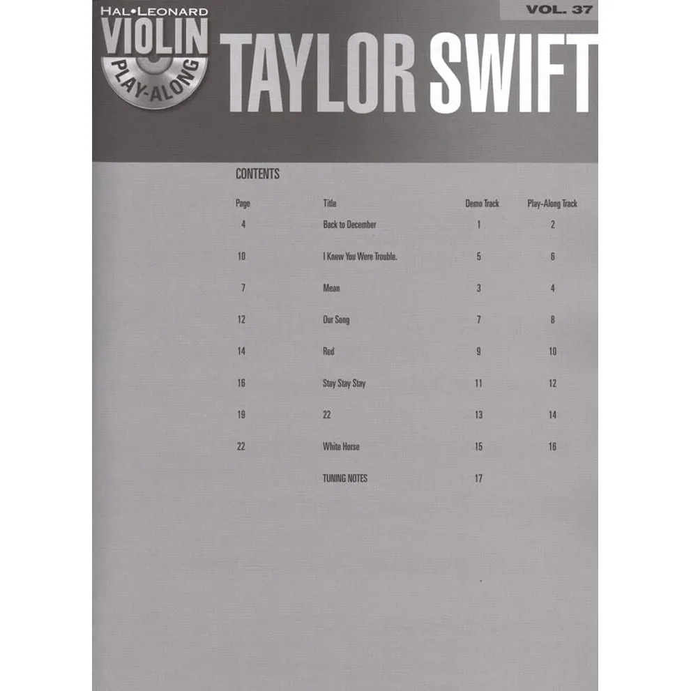 Hal Leonard Violin Play-Along 37 Taylor Swift Noten