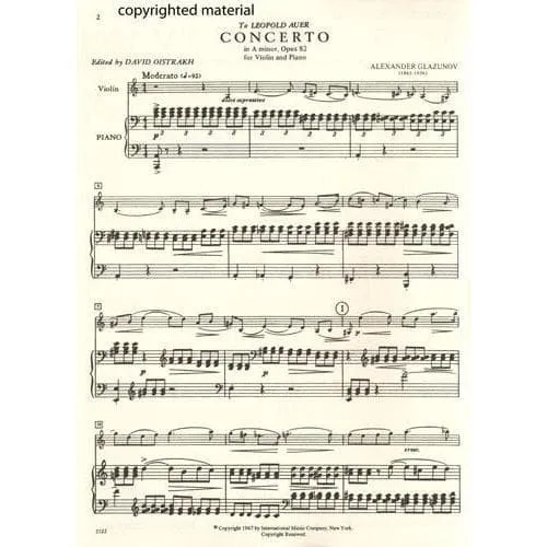 Glazunov Konzert a-moll Op 82 Violine Noten Oistrach