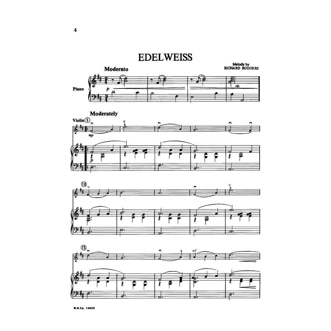Boston Rodgers Hammerstein Favorite Melodies Violine Klavier