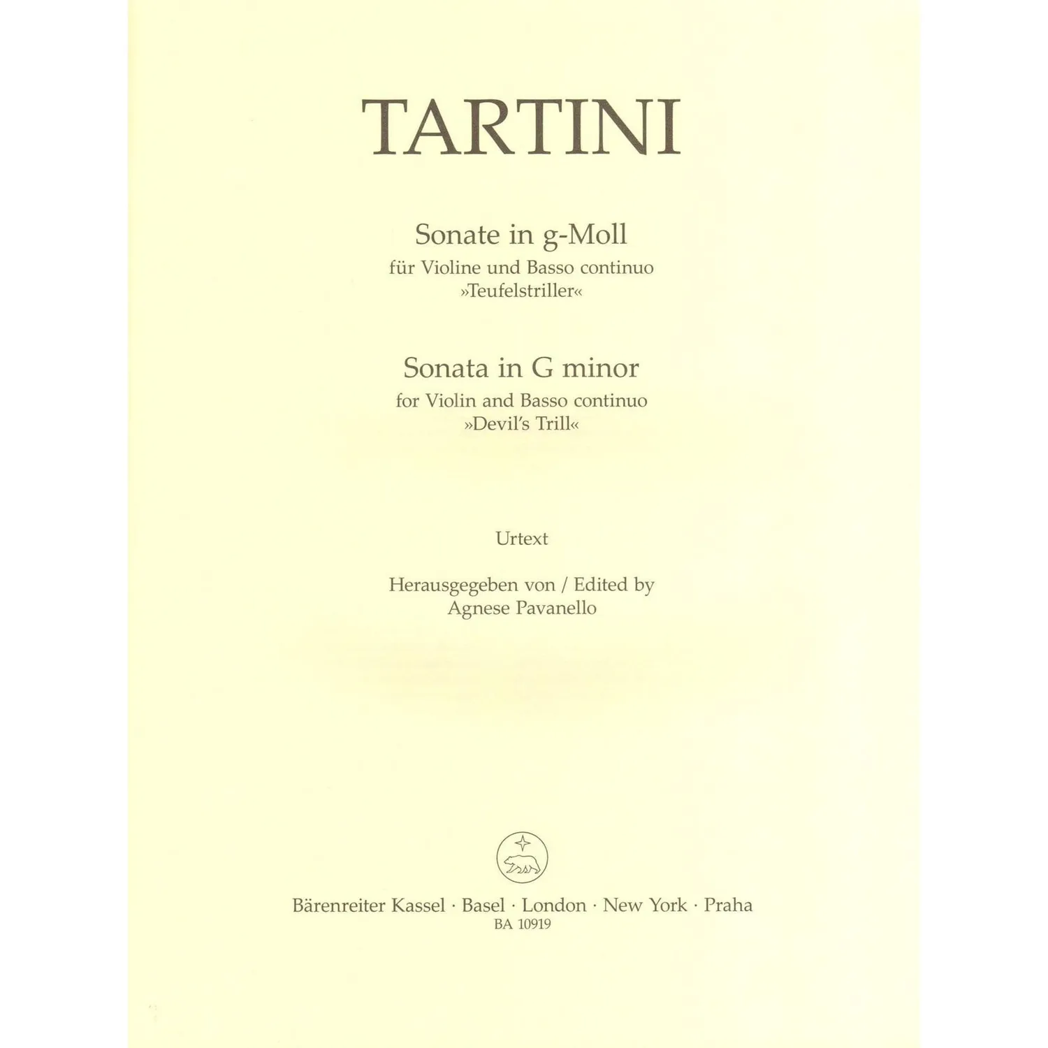 Shar Music Tartini Teufelstriller Sonate Geigennoten Urtext