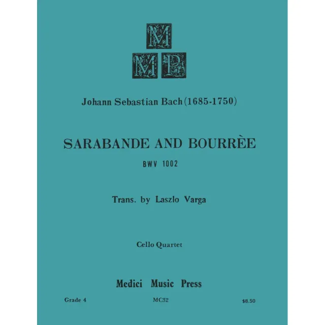 Bach Sarabande Bourrée BWV 1002 Noten für 4 Celli Varga