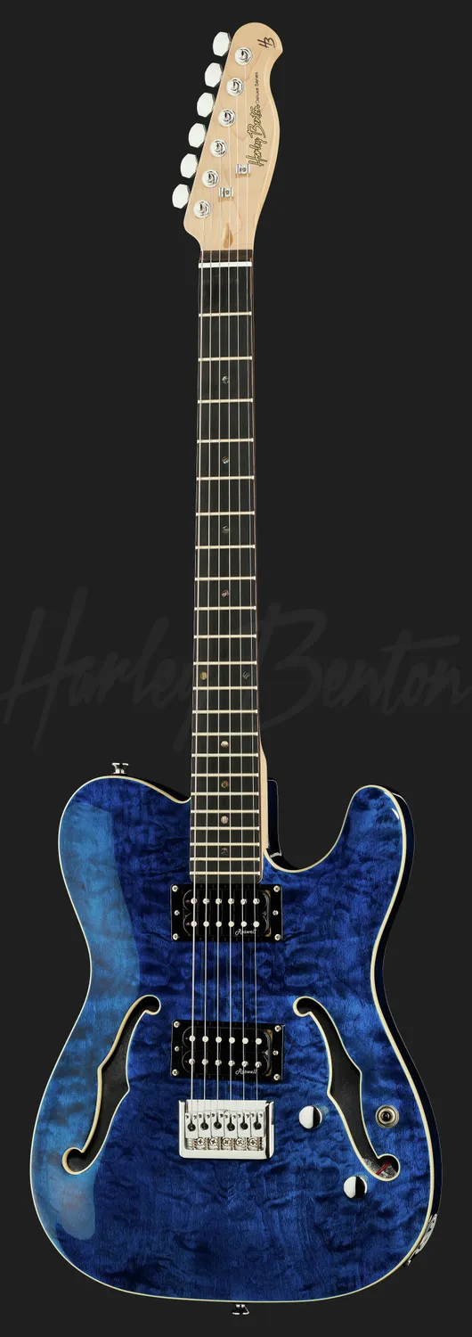Harley Benton Classic TE-90QM E-Gitarre Trans Blue F-Hole