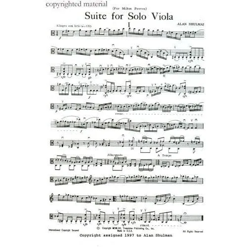 Shar Shulman Suite Solo Viola Noten Bratsche