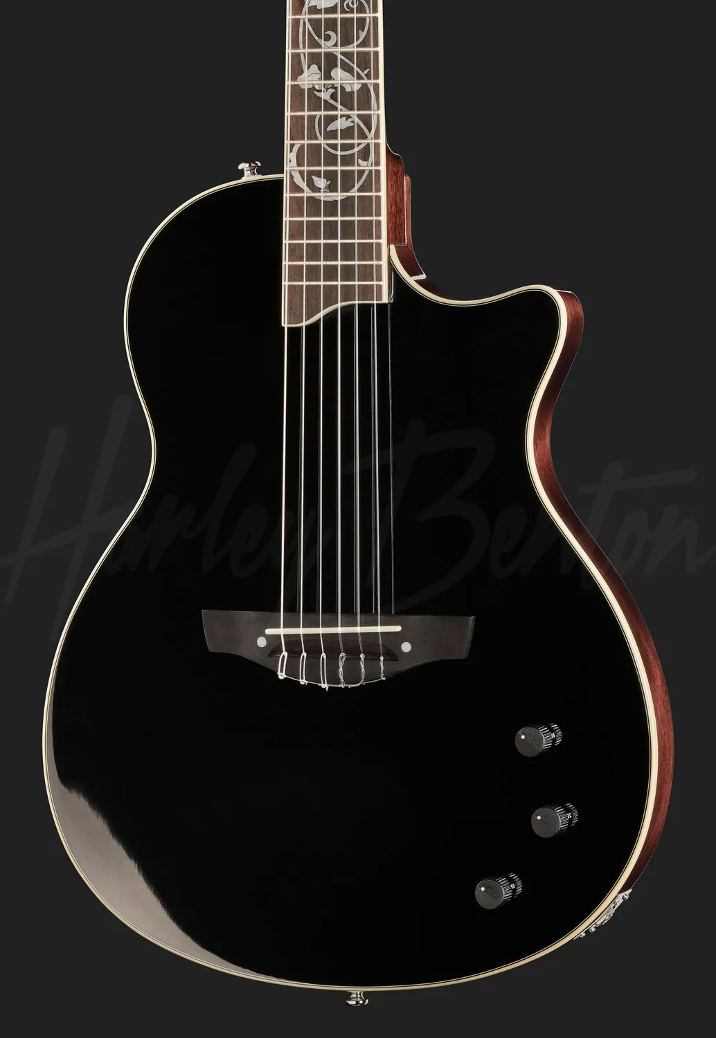 Harley Benton Nashville Nylon Plus Konzertgitarre Schwarz Fichte