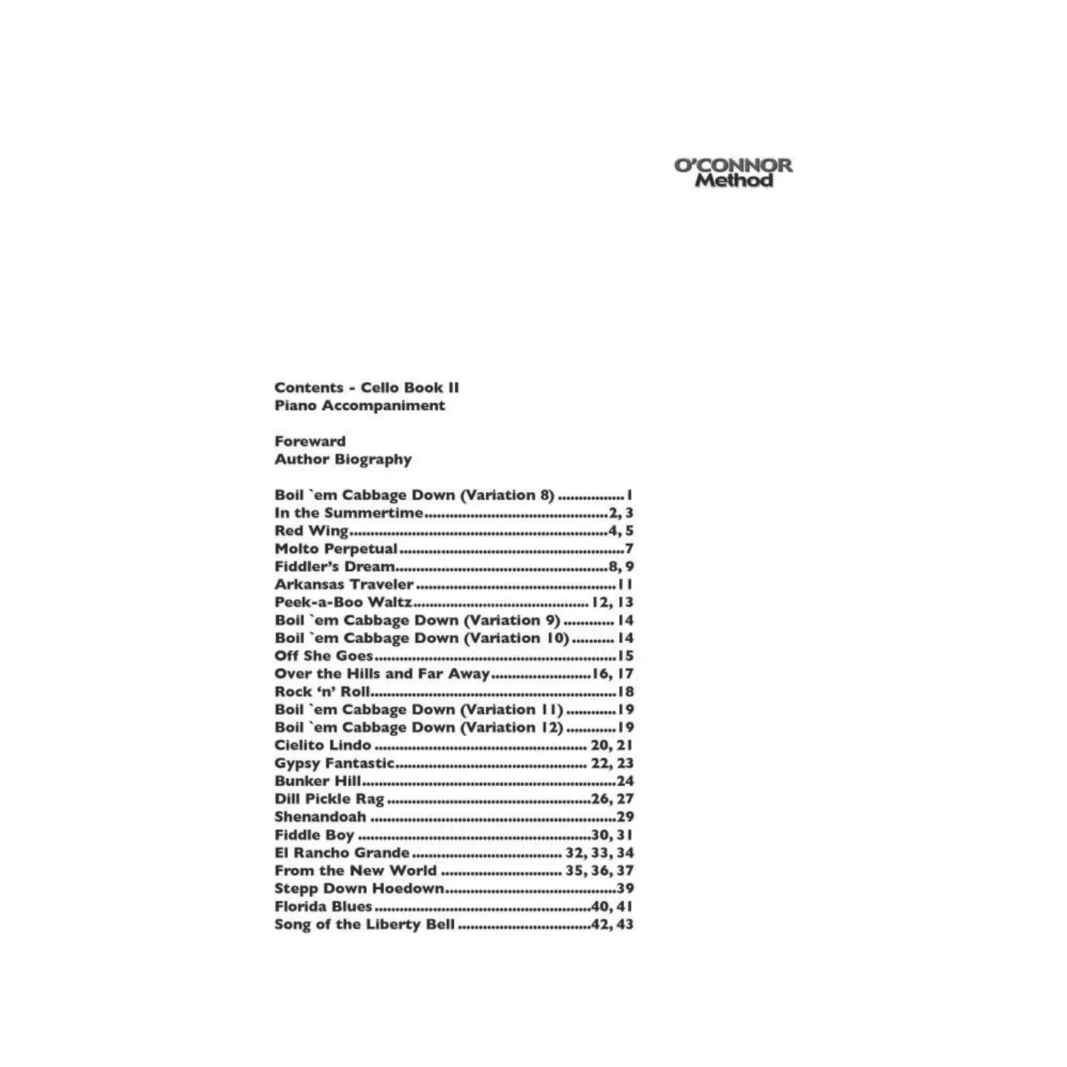O'Connor Cello Method Book II Noten Download Klavier
