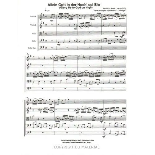 Medici Music Press Bach BWV 664 Glory be to God Noten