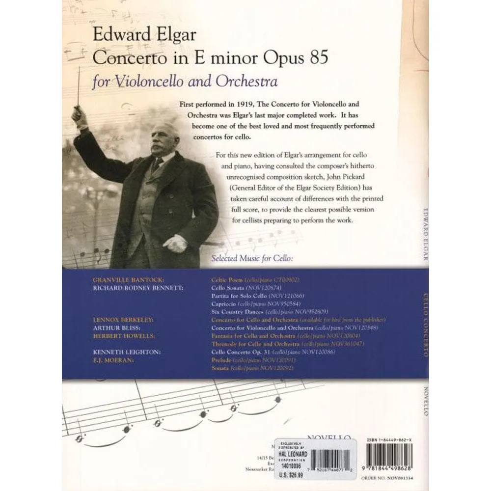 Novello Elgar Konzert e-moll Op 85 Cellonoten Cello Klavier