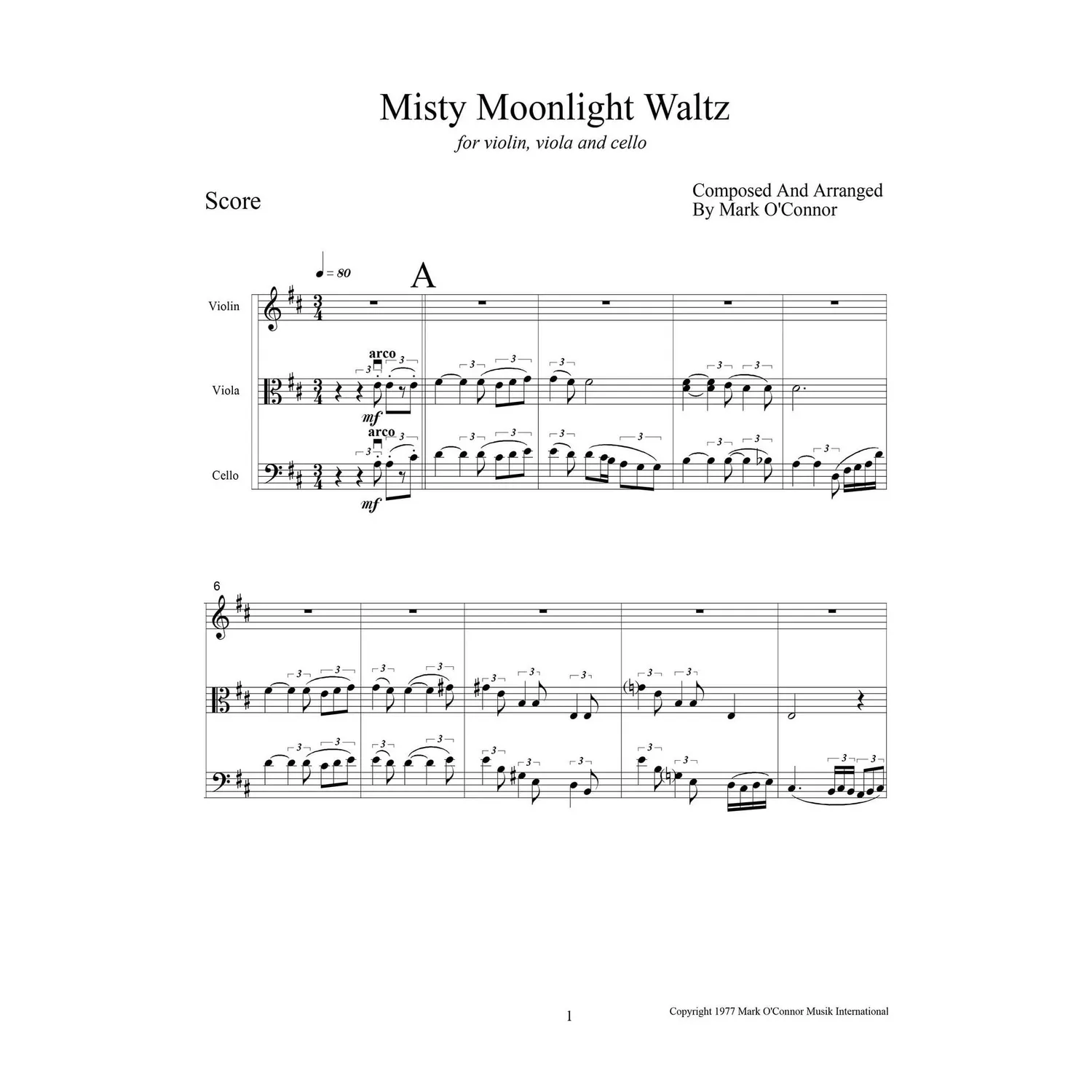 OConnor Misty Moonlight Waltz Partitur Download Trio