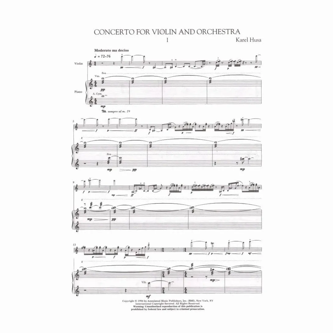 Husa Konzert Noten für Violine Klavier Associated