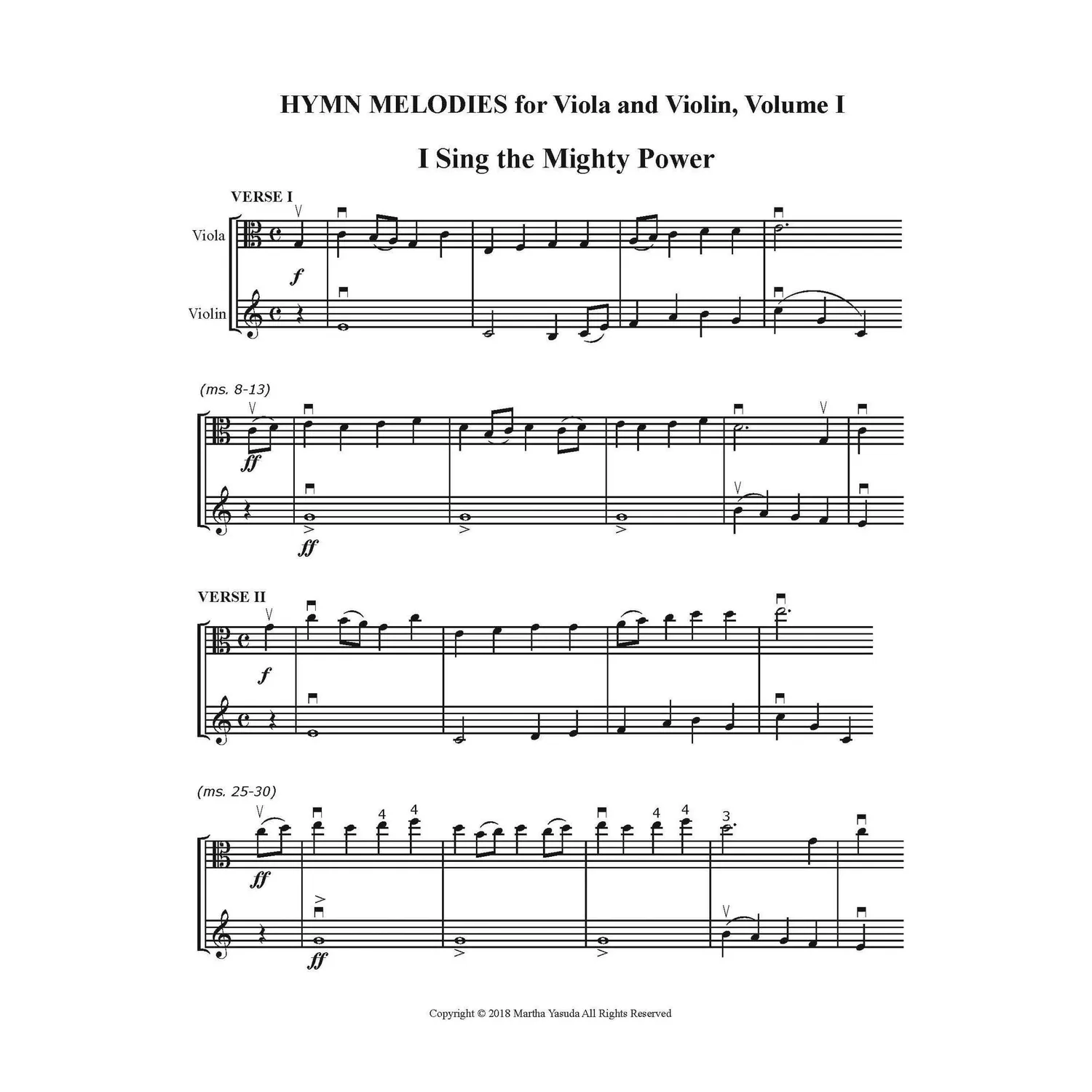 Martha Yasuda Hymn Melodies Noten Viola Violine Download 1