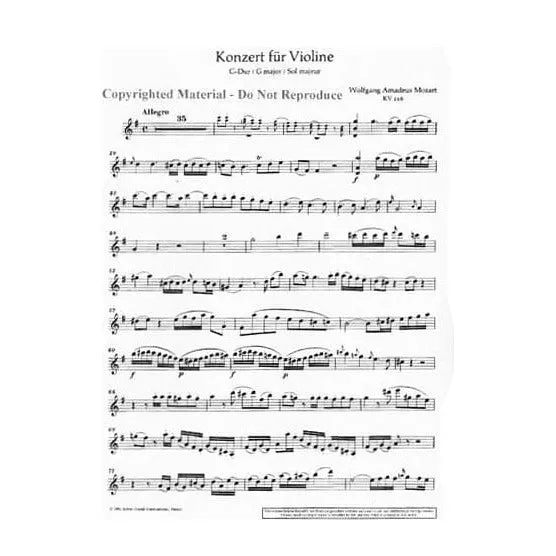 Mozart Konzert Nr. 3 G-Dur KV 216 Violinnoten Ozim Schott