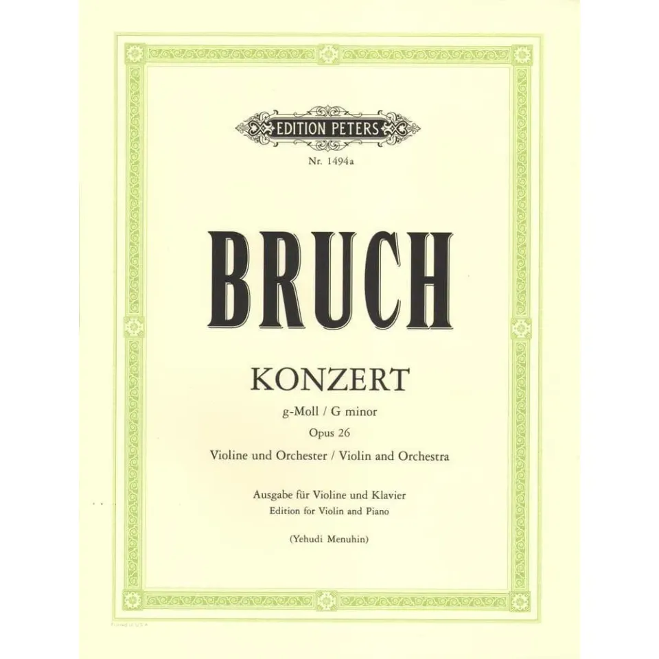 Peters Bruch Konzert Nr.1 g-Moll op.26 Noten Violine Klavier Menuhin