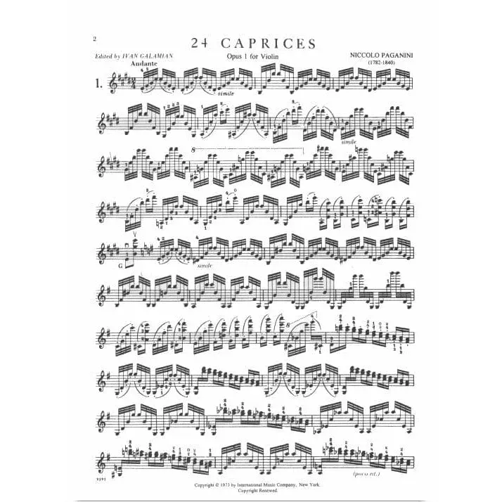 International Paganini 24 Capricen Op.1 Galamian Noten Violine Solo