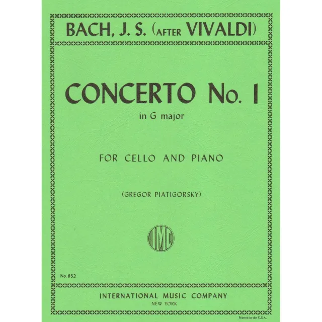 International Bach BWV 592 Noten Cello Klavier G-Dur