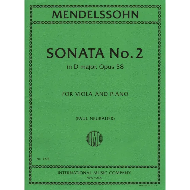 International Mendelssohn Sonate 2 D-dur Noten Viola Klavier