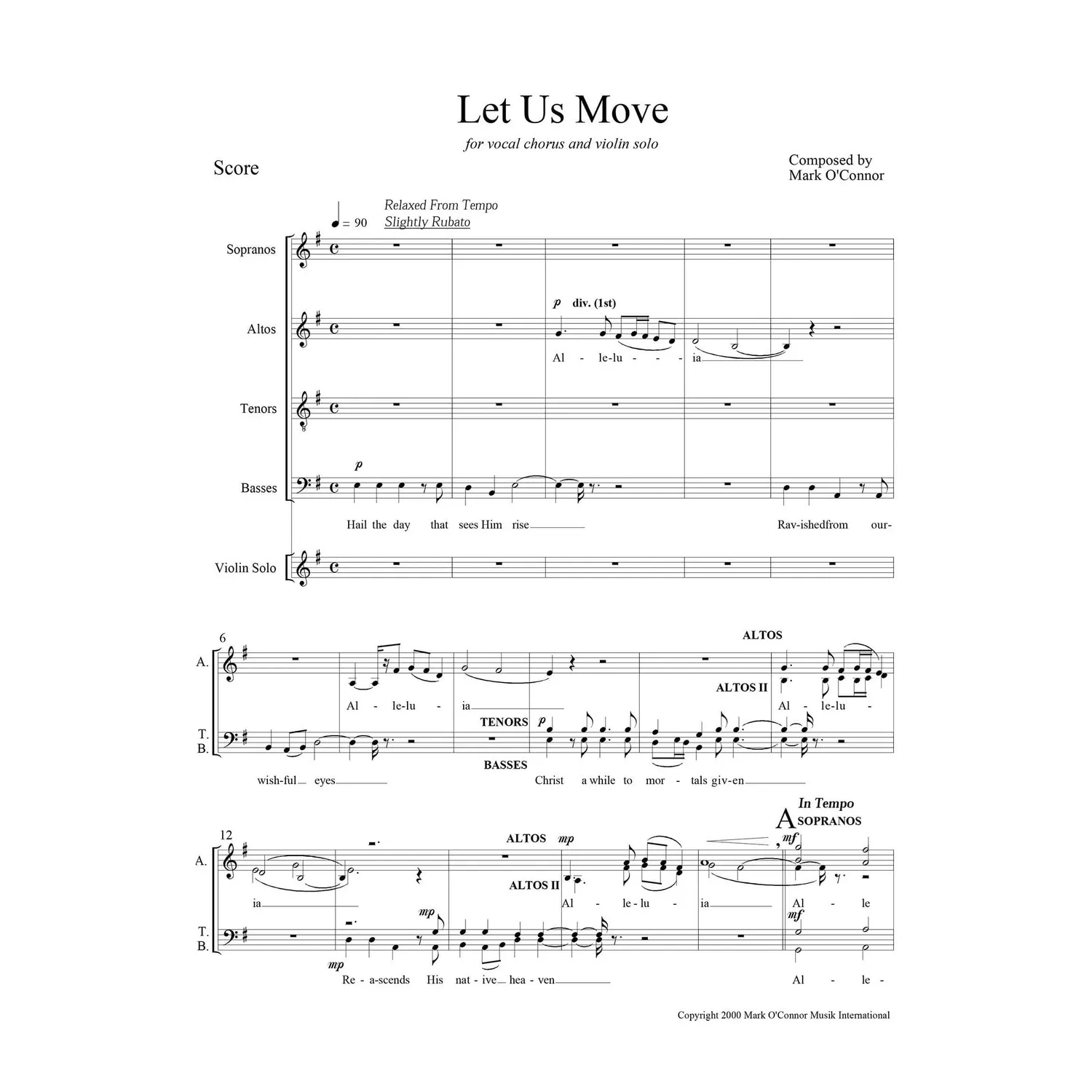 O'Connor Let Us Move Chor Violine Partitur Download 16 Min