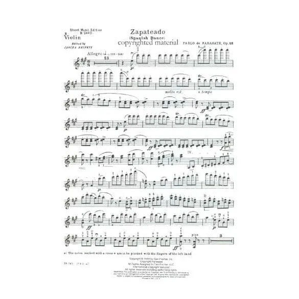 Shar Music Sarasate Zapateado Op.23 Nr.2 Noten Violine Klavier
