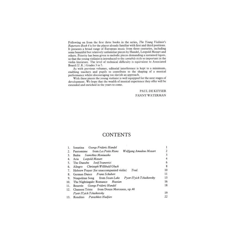 Faber DeKeyser Waterman Young Violinist Repertoire 4 Noten