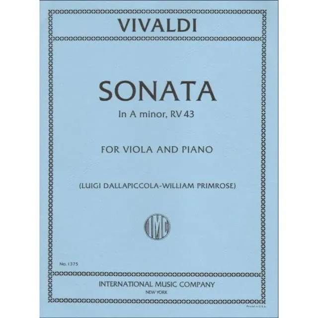 Vivaldi Sonata Nr.3 a-moll RV43 Bratschennoten Viola-Klavier Primrose