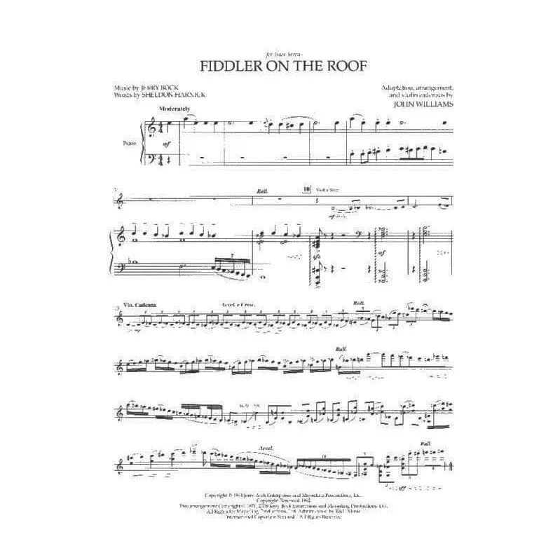 Shar Music Fiddler on the Roof Violinnoten Williams Klavier