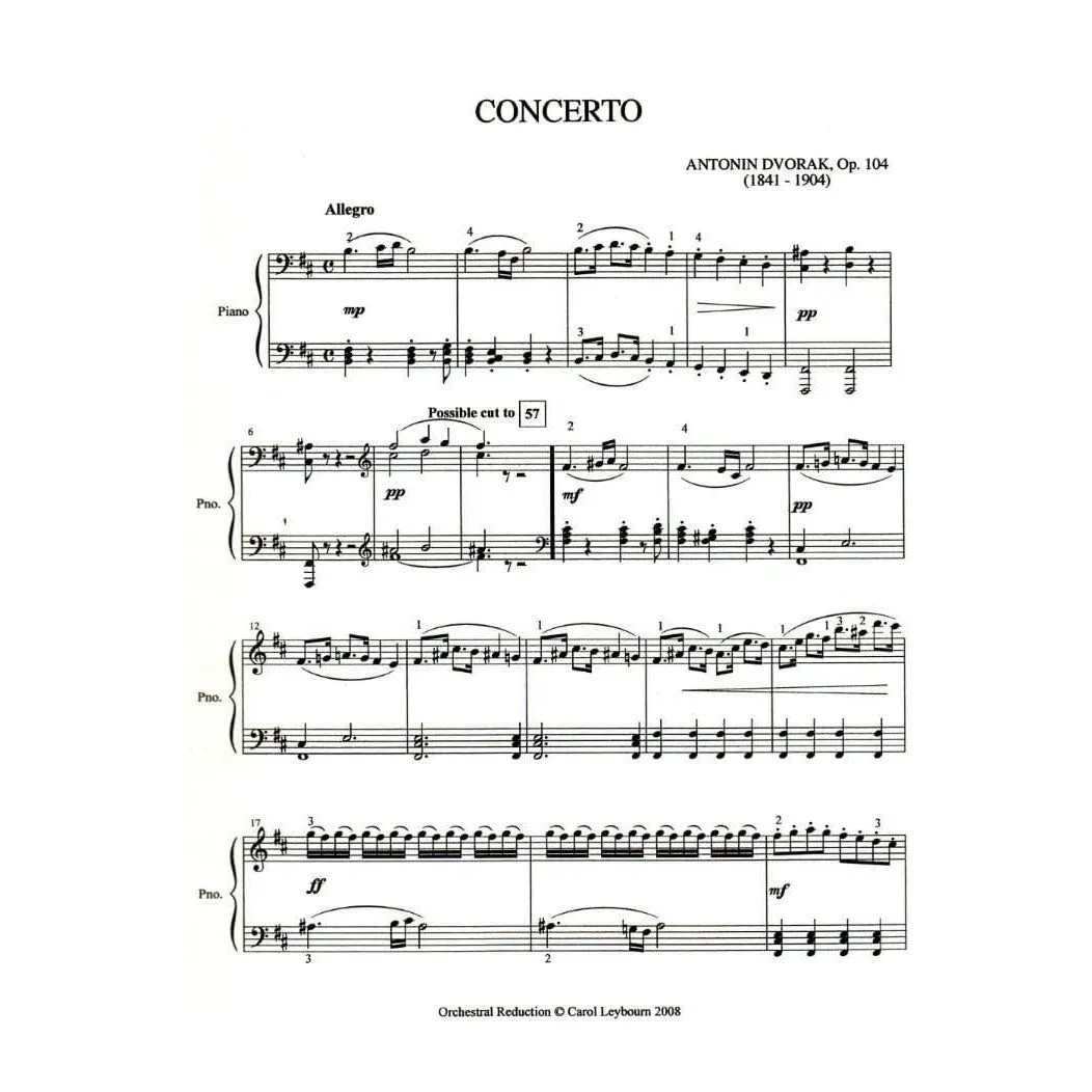 Shar Music Dvorak Cello Konzert h-moll Op 104 Noten Klavier