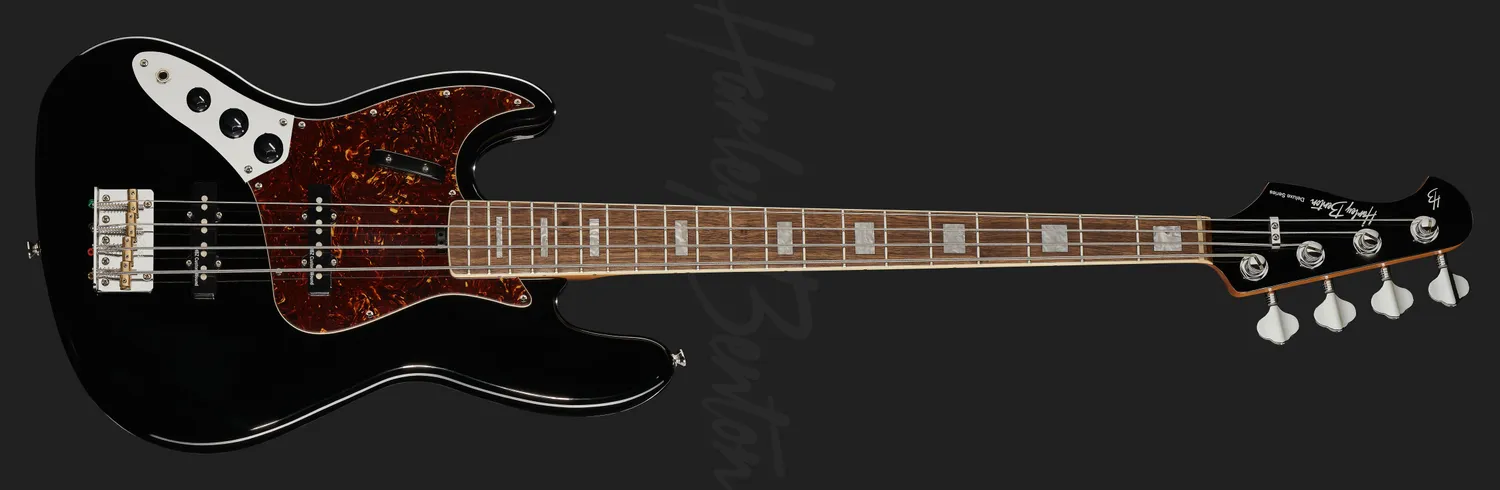 Harley Benton MV-4JB E-Bass Linkshänder Schwarz Alnico