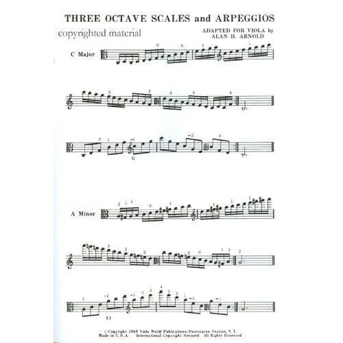 Alan Arnold Tonleitern Arpeggien Viola 3 Oktaven Noten