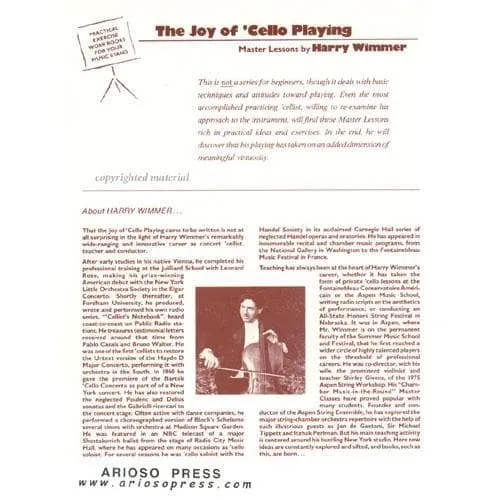 Arioso Wimmer Joy of Cello Playing Master Lesson 1 Celloheft