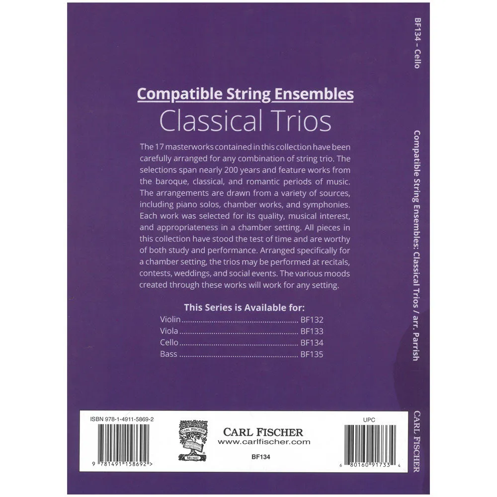 Carl Fischer Compatible String Ensembles Classical Trios Cellonoten Cello