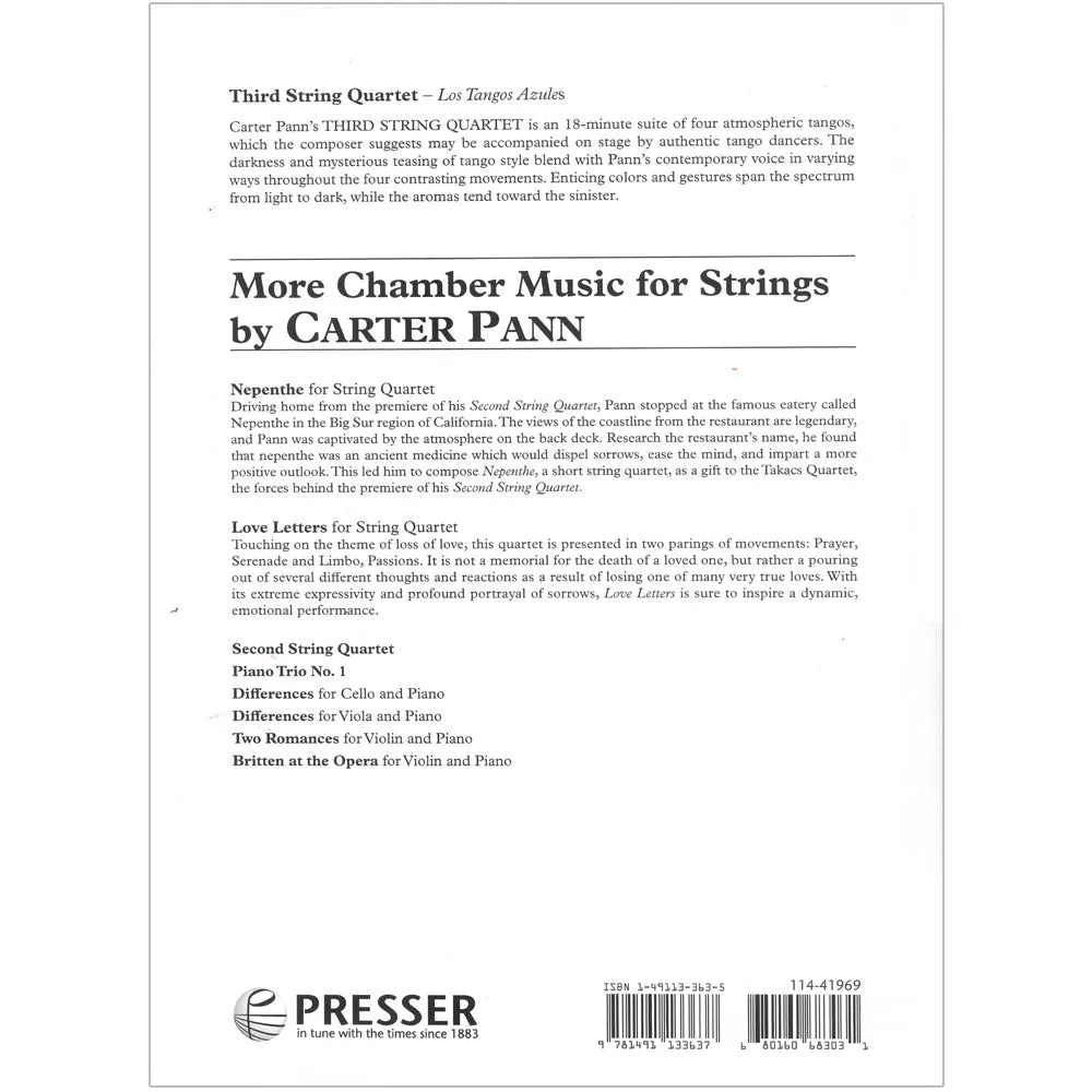 Pann Streichquartett Nr. 3 Noten Los Tangos Azules