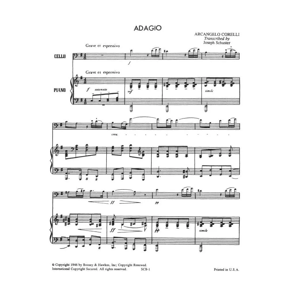 Boosey & Hawkes Corelli Adagio Cello Klavier Noten