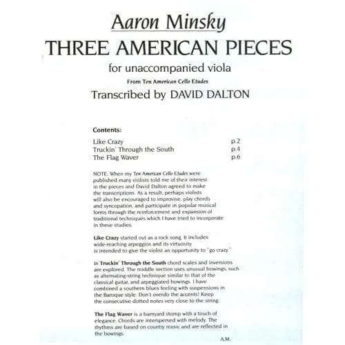 Oxford Minsky Three American Pieces Bratschenoten Solo