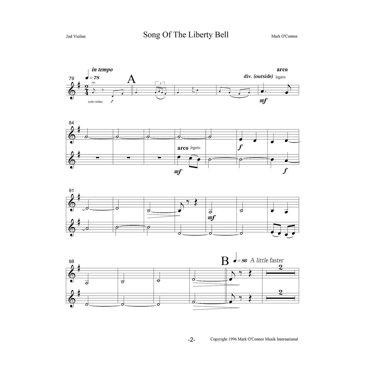 O'Connor Song of the Liberty Bell Noten Violine Streicher Download