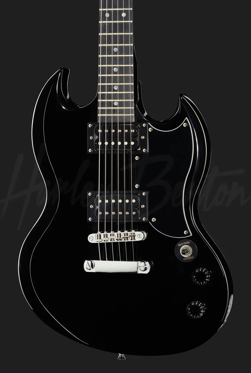 Harley Benton Vintage DC-200 BK E-Gitarre Schwarz Double-Cut