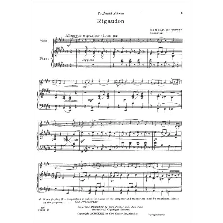 Heifetz New Favorite Encore Folio Violinnoten Klavier