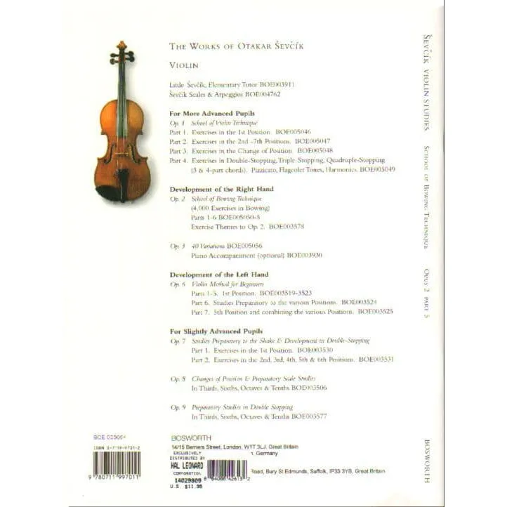 Shar Music Sevcik Opus 2 Teil 5 Noten Violine Bogentechnik