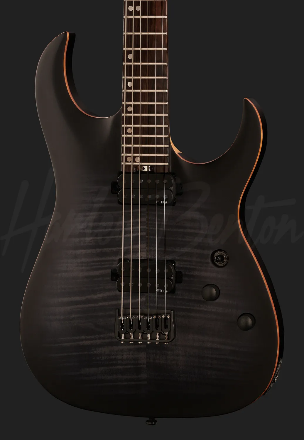 Harley Benton Amarok-BT Baritongitarre Black Natural Flame Burst
