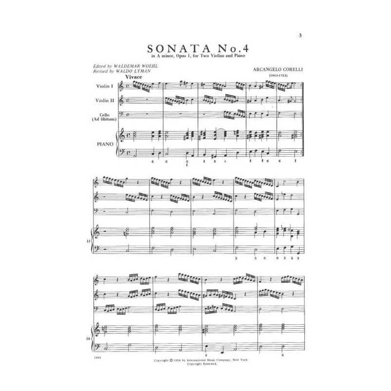 International Corelli Op.1 Vol.2 Noten 2 Violinen Klavier