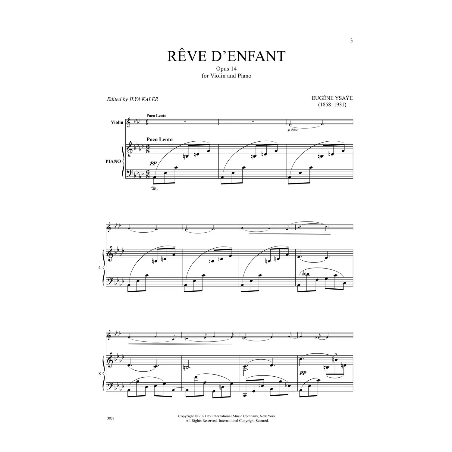 Shar Music Ysaÿe Rêve d’Enfant op. 14 Noten Violine Klavier