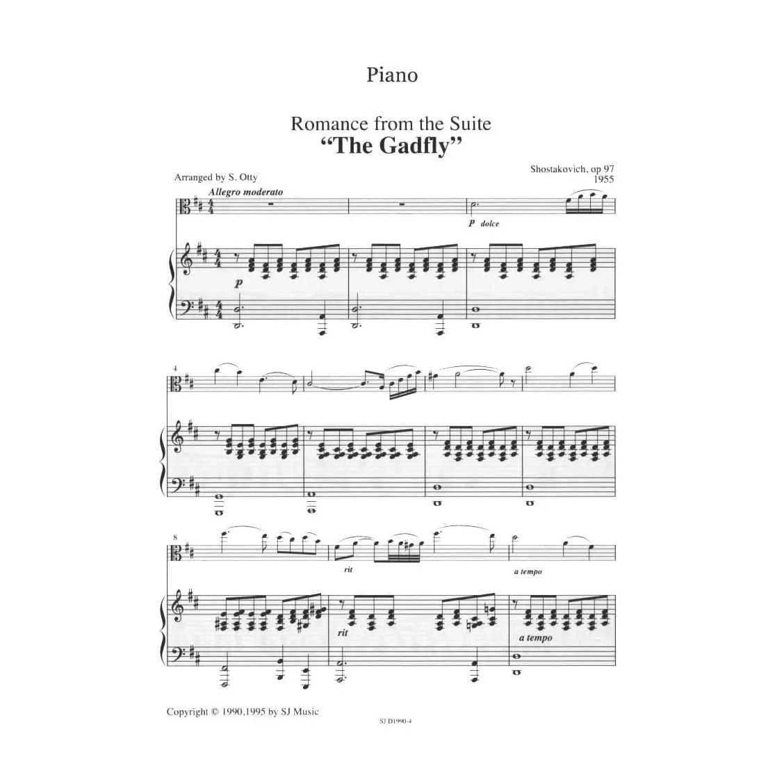 Shostakovich Romance Gadfly Noten für Viola und Klavier