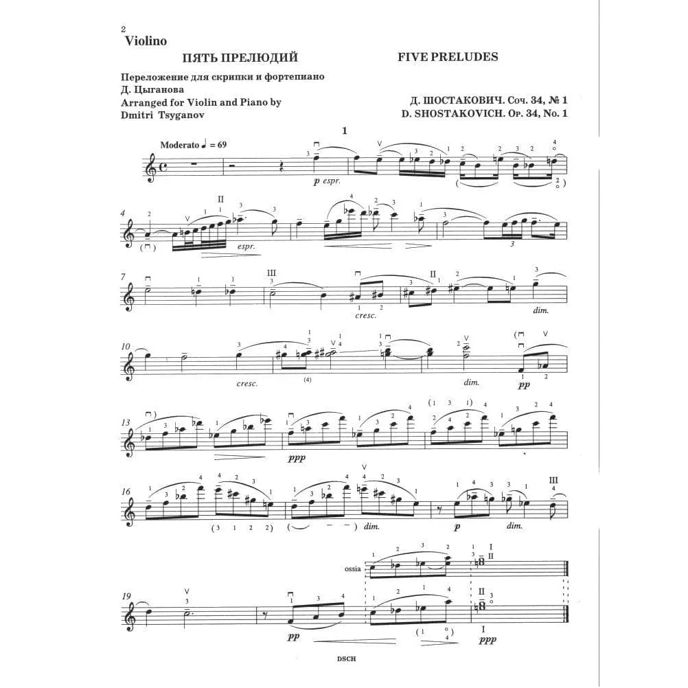 DSCH Schostakowitsch 5 Präludien Op.34 Noten Violine