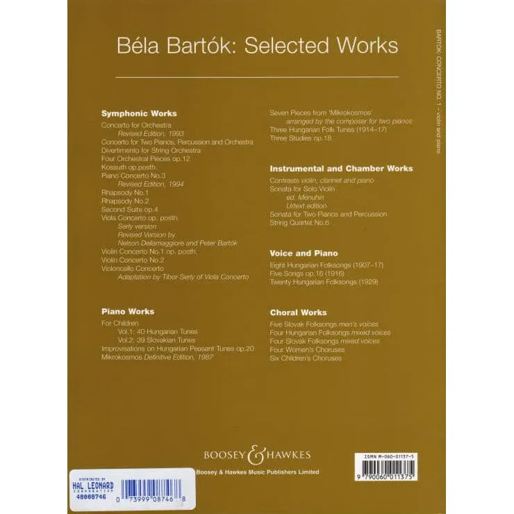 Boosey & Hawkes Bartók Violinkonzert Nr. 1 Noten Violine