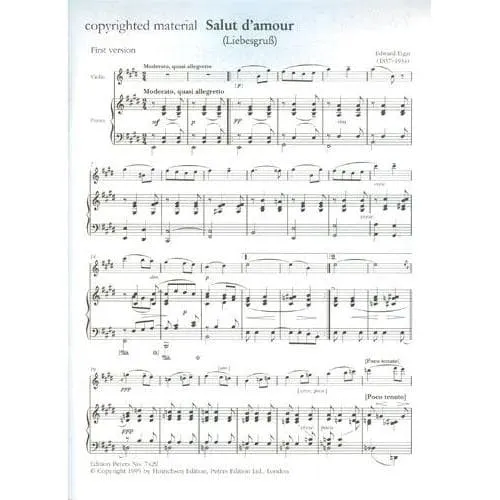 Peters Salut d'amour Op. 12 Violinenoten Violine Klavier Urtext