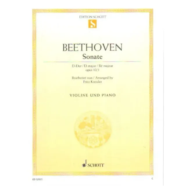 Schott Beethoven Op. 12 Nr. 1 Violinnoten D-Dur Kreisler