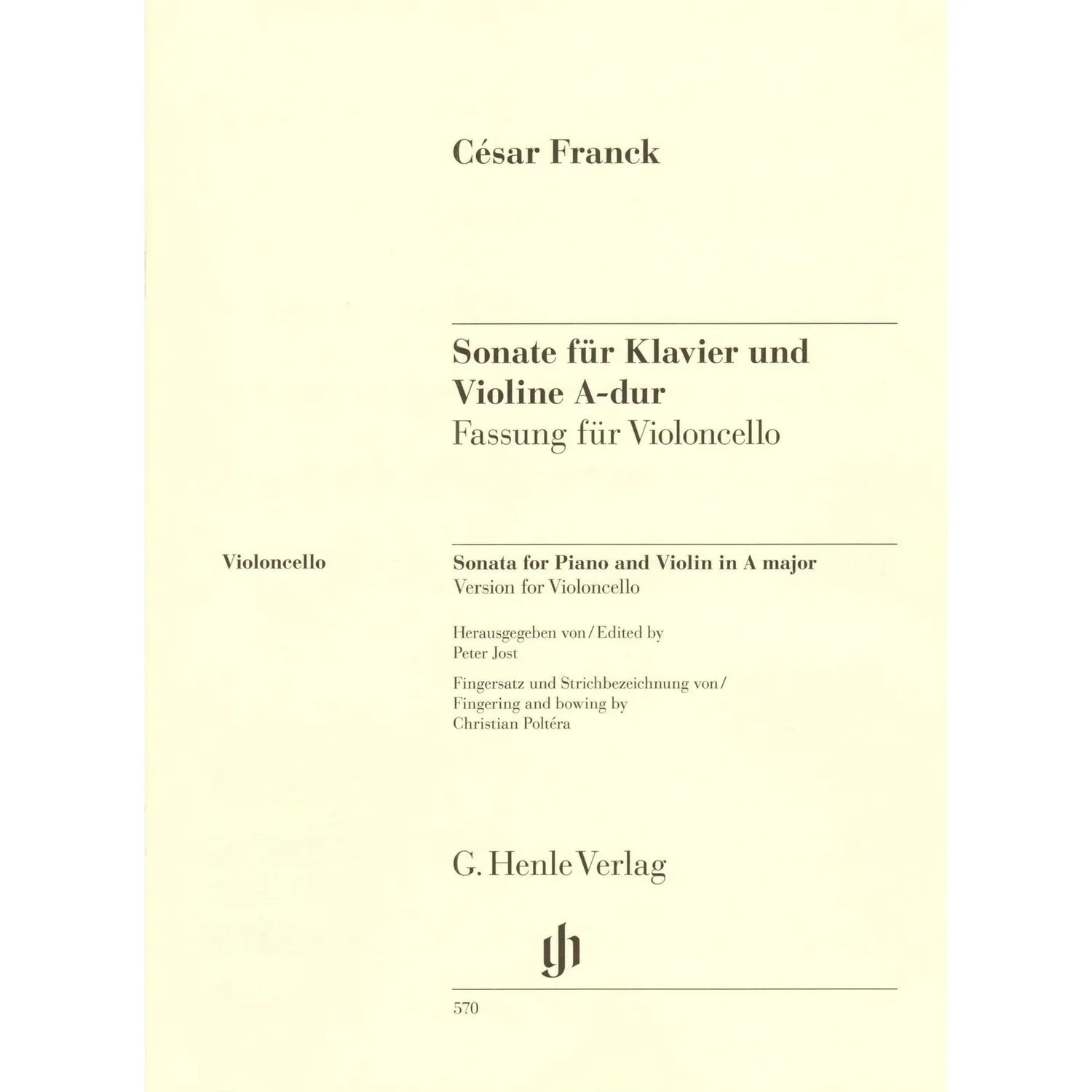 Henle Franck Sonate A-Dur Cello Klavier Noten Urtext