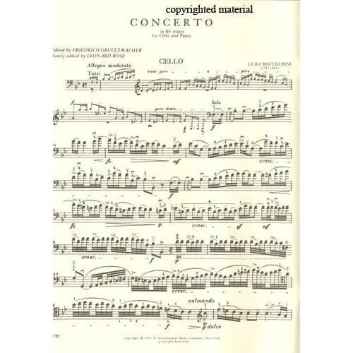 Luigi Boccherini Konzert B-Dur G 482 Noten Cello Klavier