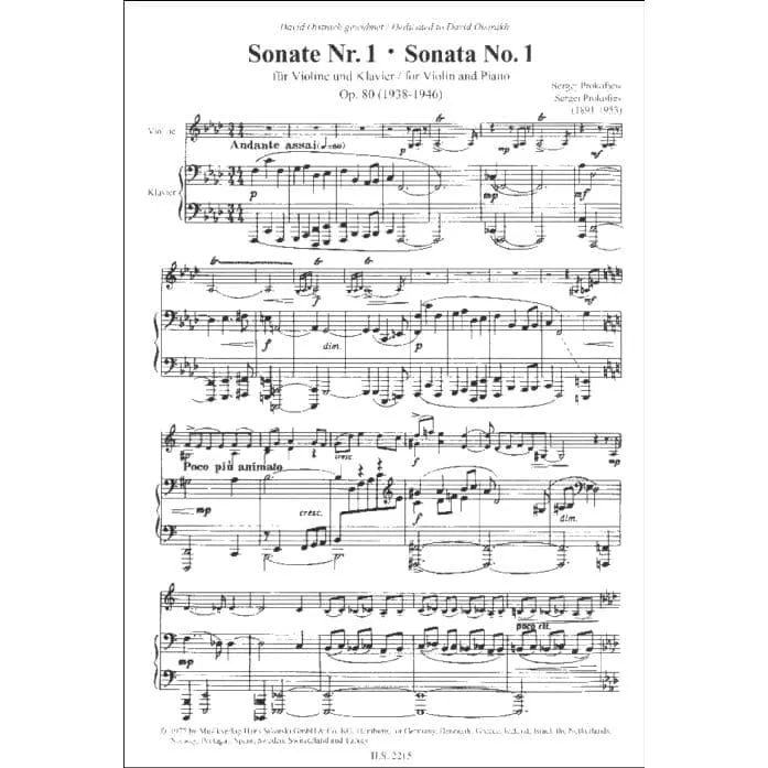 Sikorski Prokofjew Sonate f-moll op.80 Violine Klavier