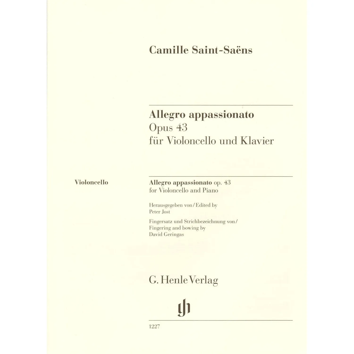 Henle Saint-Saëns Allegro Appassionato op. 43 Noten Cello Urtext