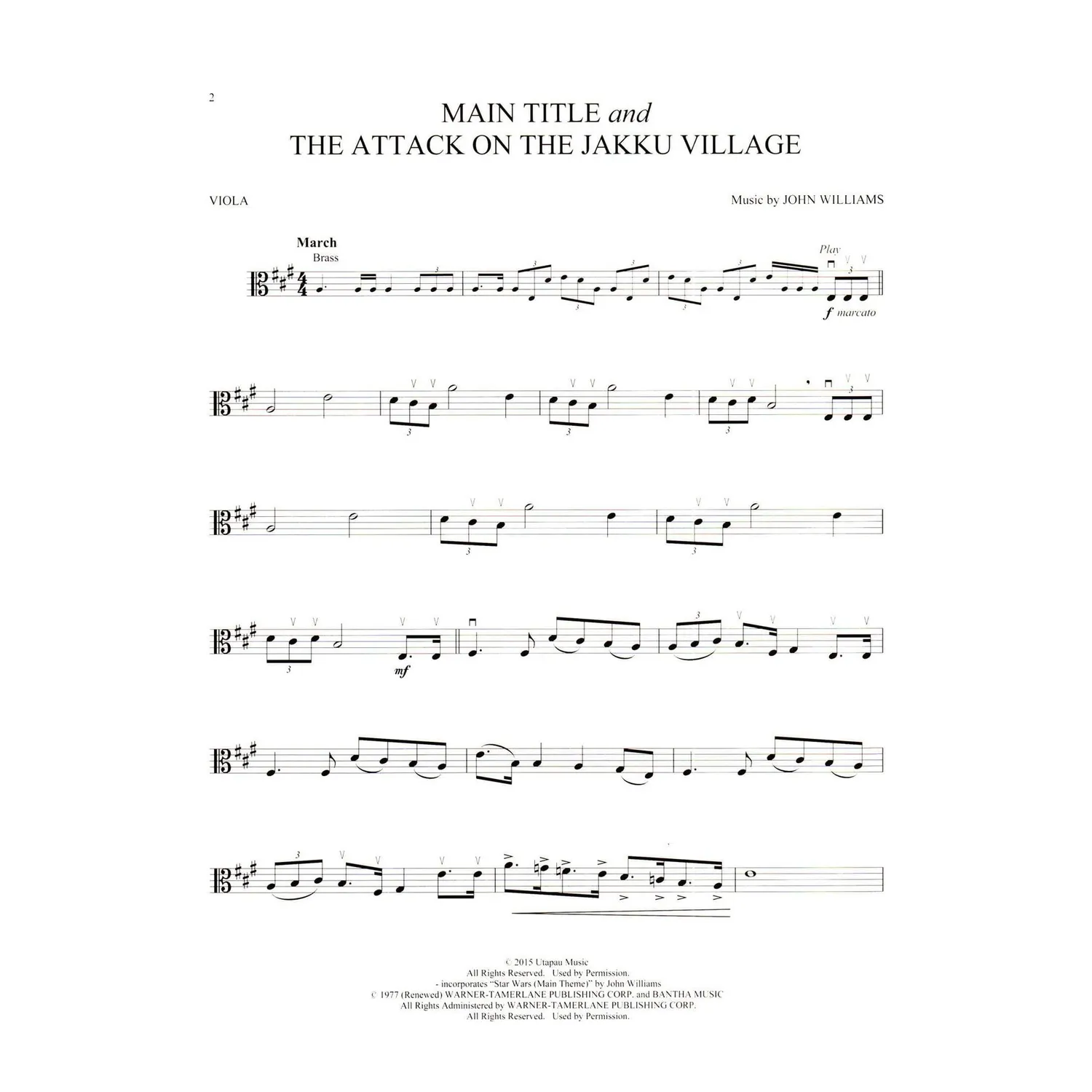 Hal Leonard Star Wars Force Awakens Viola Noten mit Audio filmisch